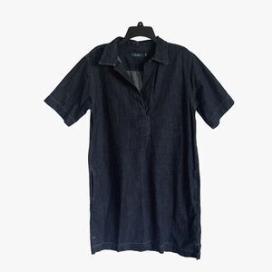 Ralph Lauren Denim Dress Shift Pullover Dark Blue Knee Length Size Large